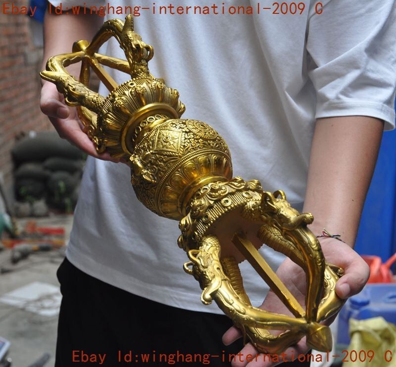 Tibet Buddhism temple bronze Gilt Vajra Dorje Phurpa Exorcism Talisman Faqi