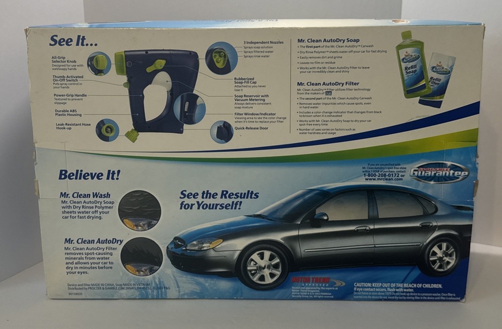 Mr Clean Auto Dry Car Wash System, Device Soap Filter Kit Bundle New Open Box