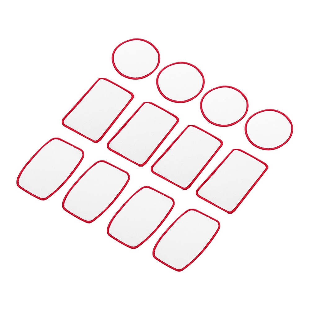 60pcs Sublimation Patch Blank 3 Shape White with Red Border
