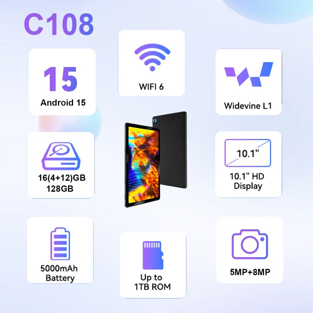Android Tablet 10.1" Octa-core Processor 10GB RAM 128GB ROM HD IPS Dual Camera