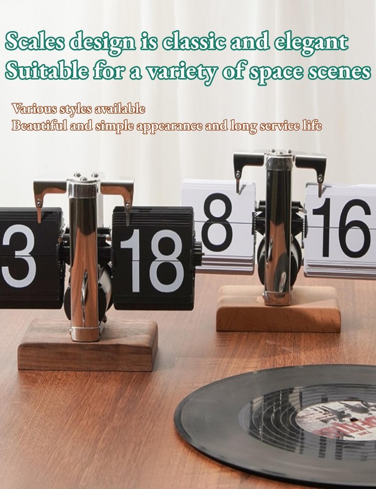 Digital Flip Down Clock, Retro Automatic Page Turning Clock, Internal Gear Op...