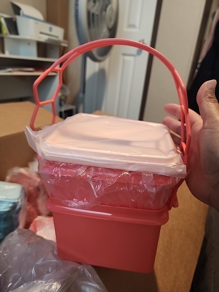 NEW Tupperware Square Away Orange  Container W/ Handle