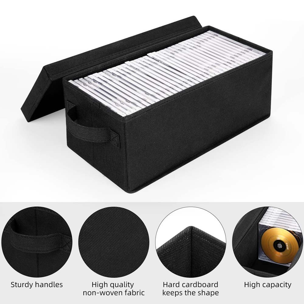 3 PACK CD Storage Box Stackable CD Organizer Holders 14.2" x 5.5" x 6.3" Inch