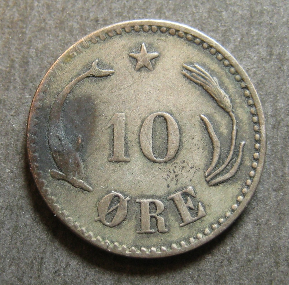 1875 Denmark 10 Ore - Silver - (P2797)