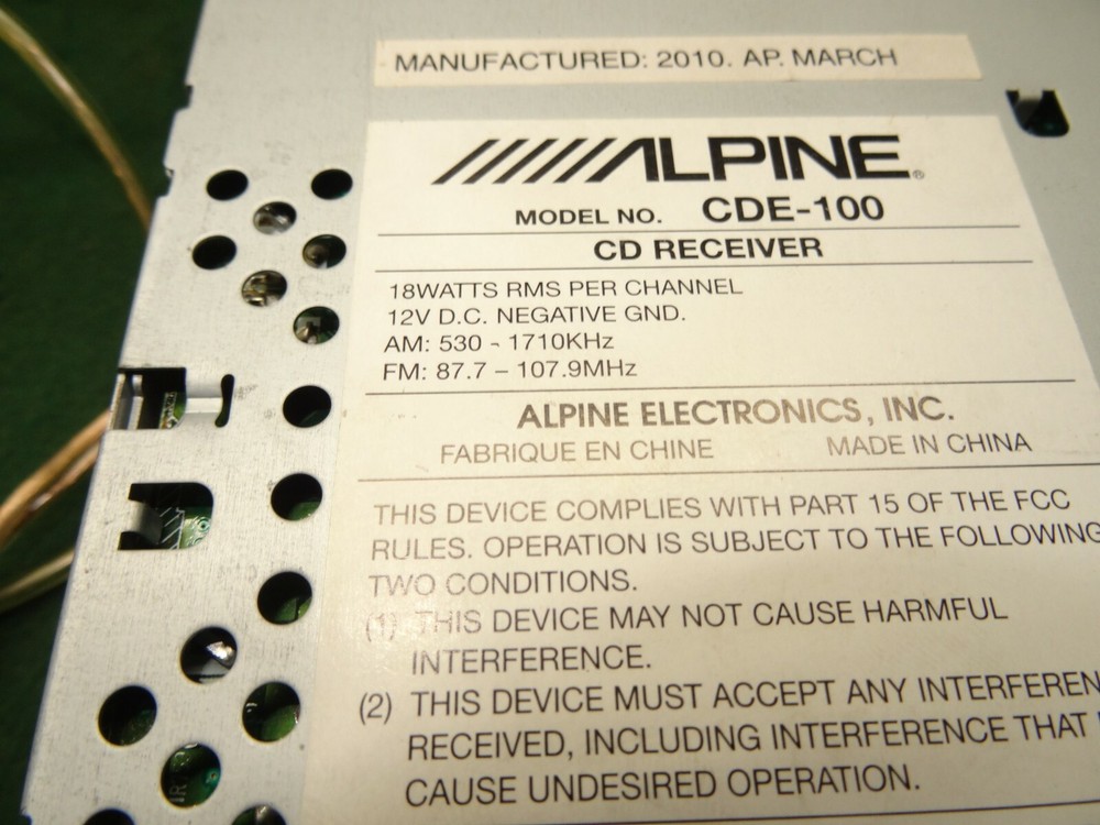 ALPINE CDE-100 FACEPLATE GOOD CONDITION tested