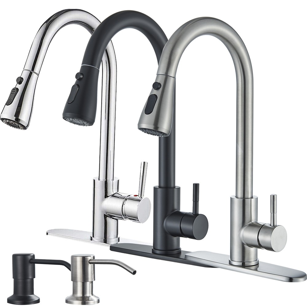 Kitchen Faucet with Pull Down Sprayer High Arc Single Handle Spring Kitchen Sink