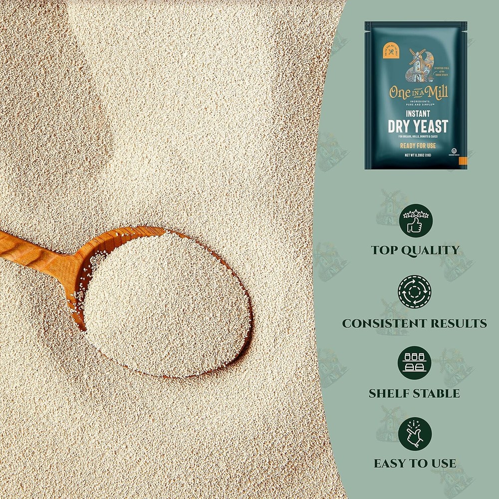 Quick Rise Instant Yeast Packets for Baking Bread, Cake & Pizza Dough | 24 Count