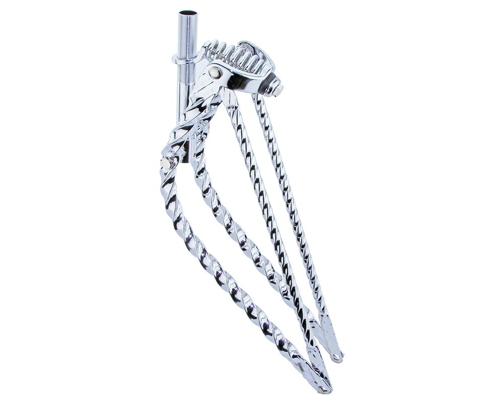 26 LOWRIDER BENT SQUARE TWISTED SPRING FORK 1 INCH CHROME