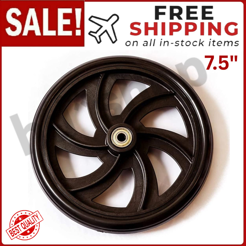 Walker Rollator Replacement 7.5" Wheels, Black, 1pcs, Rear