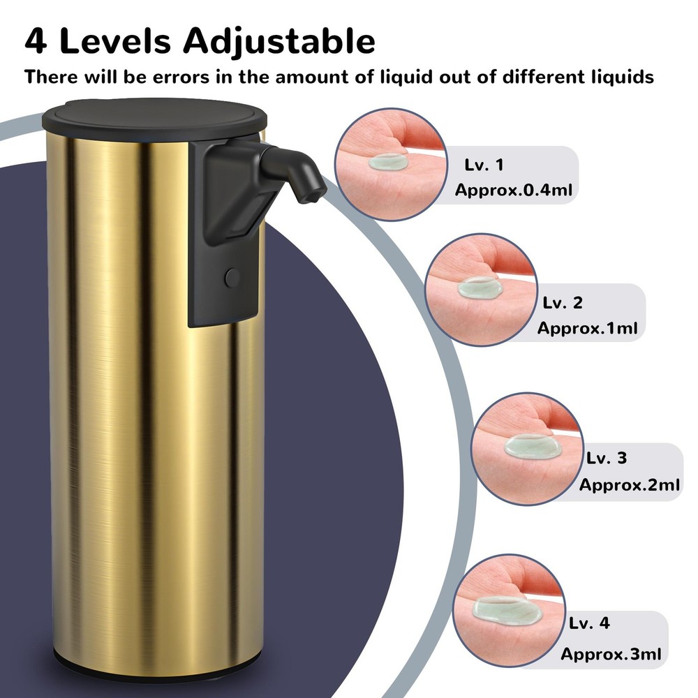 Stainless Steel Automatic Soap Dispenser 4-Level Adjustable, Touchless Electr...