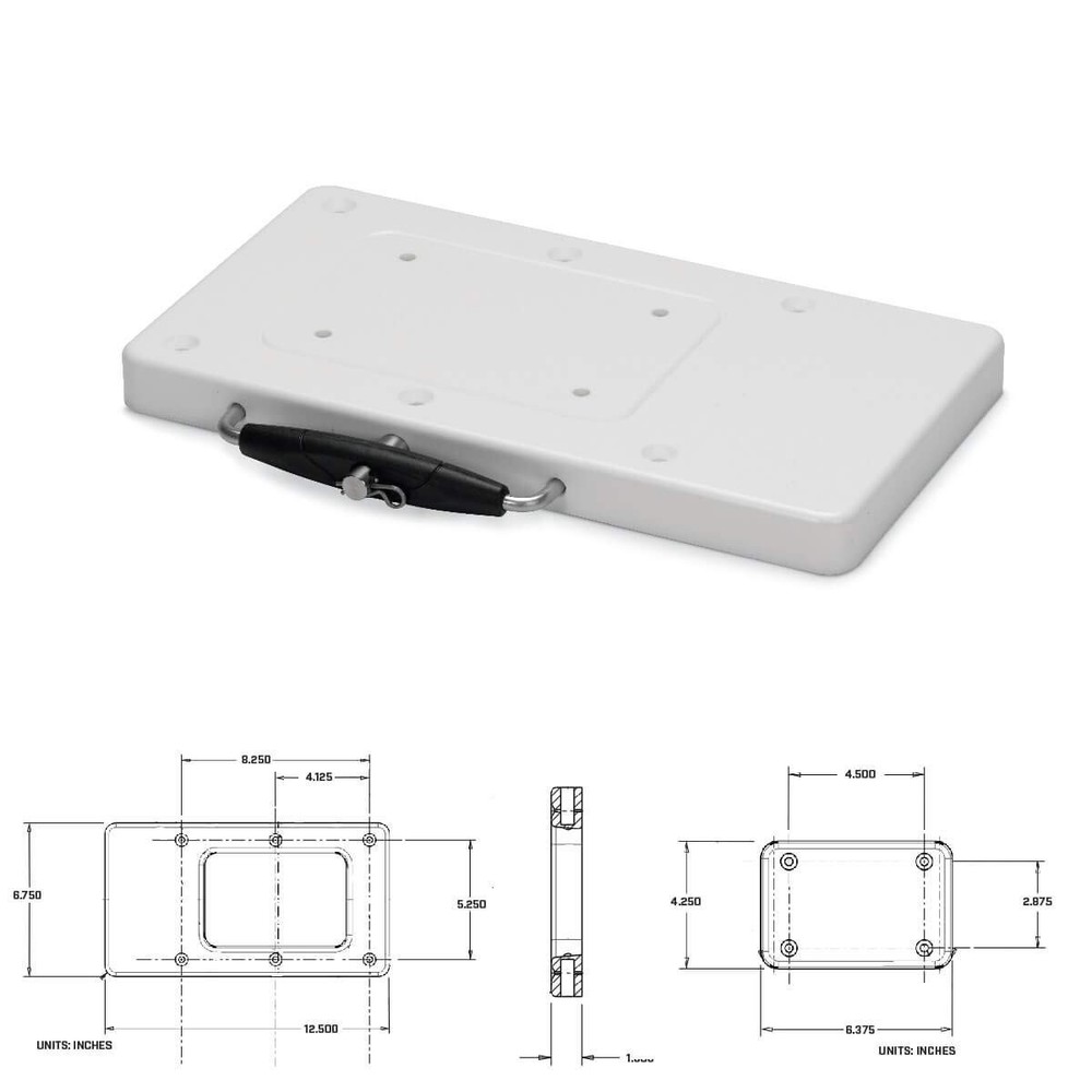 White Trolling Motor Mount for Riptide Motors Low Profile Easy Removal