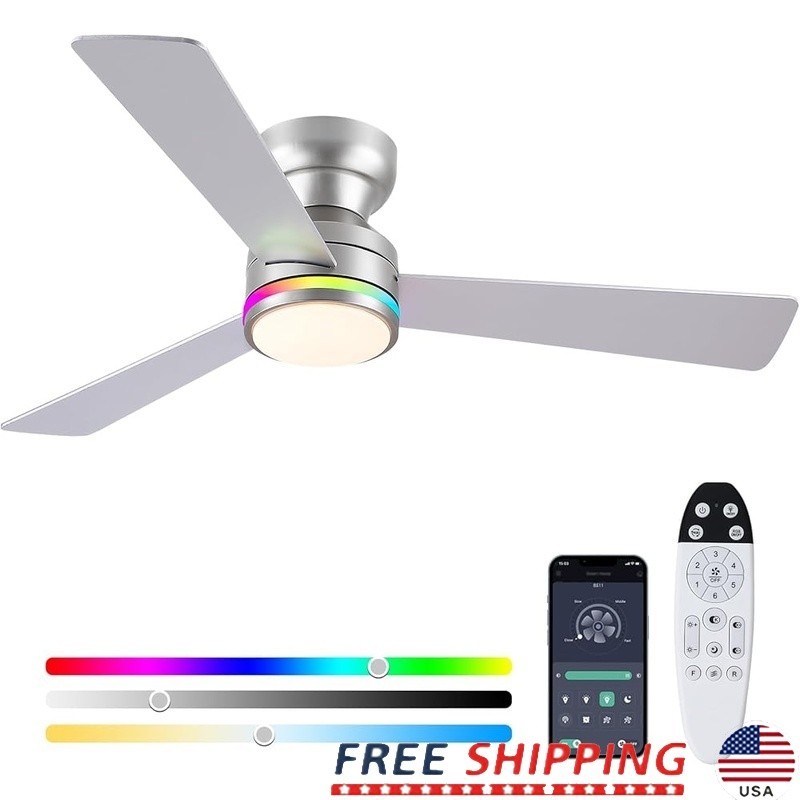Modern Ceiling Fan W/ Lights Remote Control Reversible Copper Motor Indoor Use