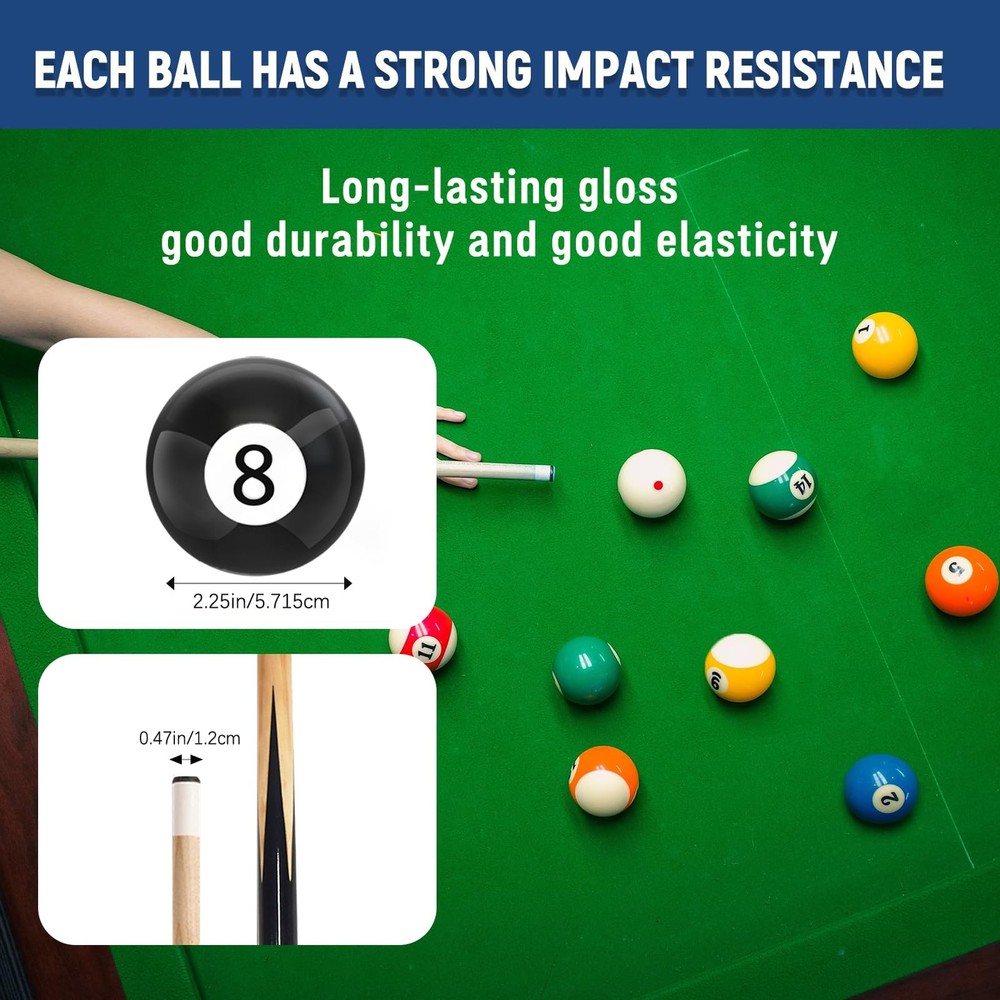 95pcs Pool Table Accessories Set - Balls, Triangle, Rack, Cue, Chalk, Tips, S...