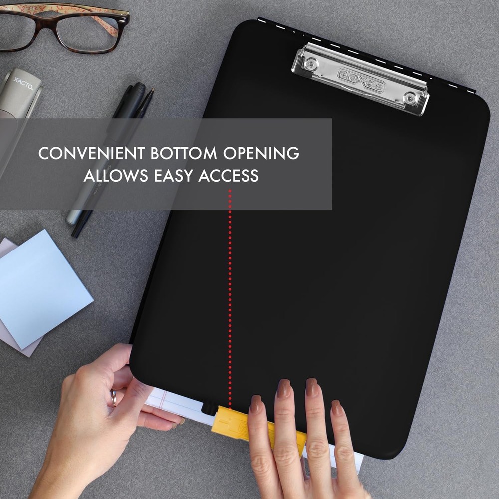 Dexas Slimcase Storage Clipboard, Black