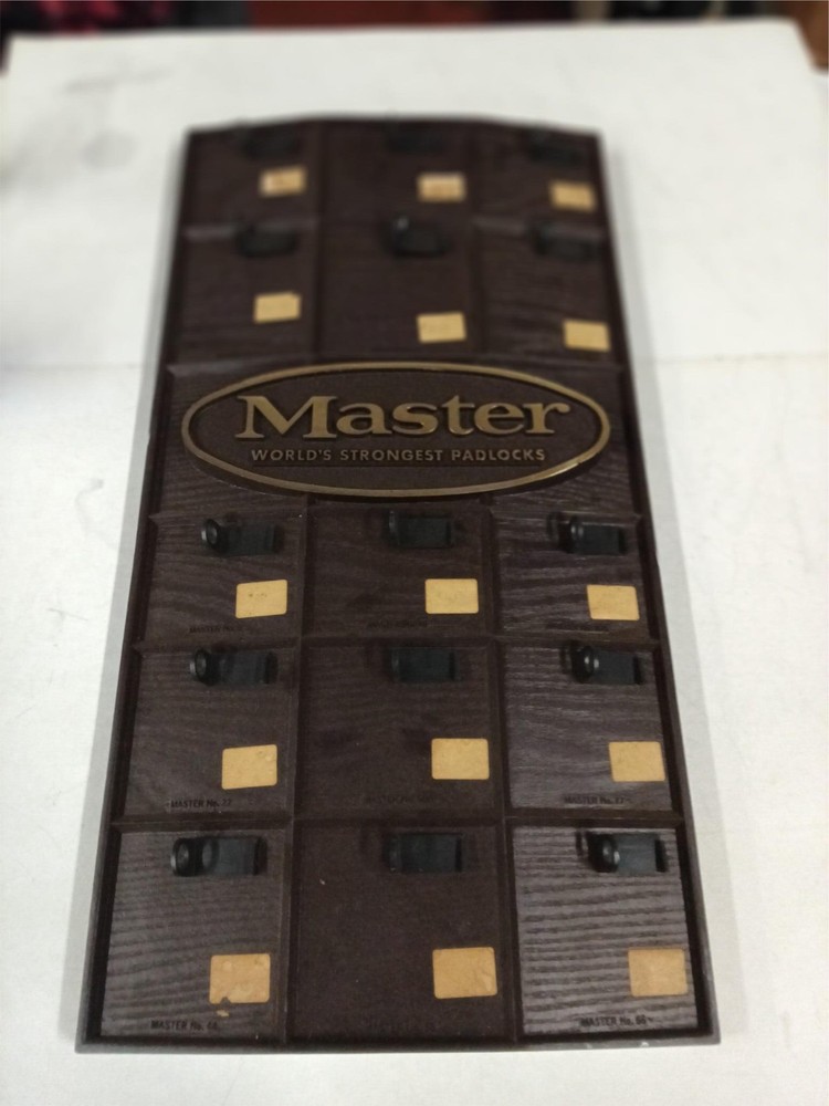 Vtg Master Lock Store Display Board EMPTY No Padlocks Advertising Sign