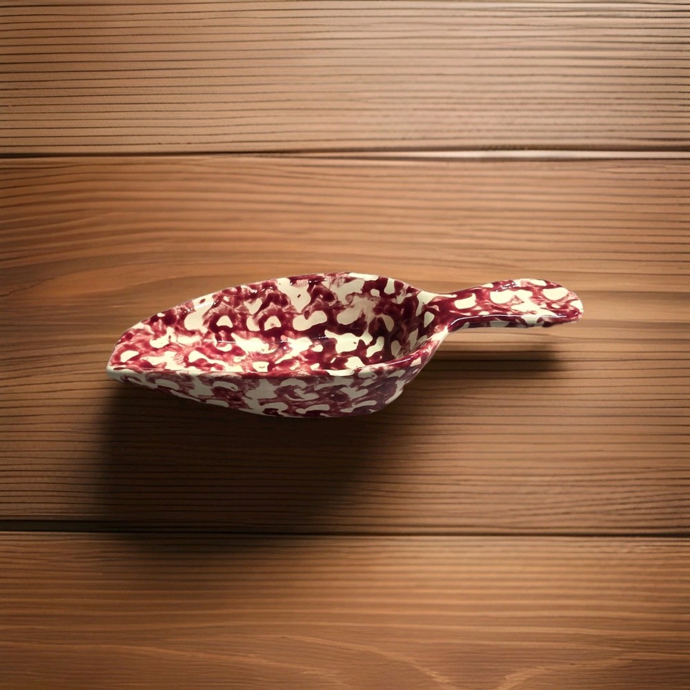 Vintage Spongeware Red Serving Scoop