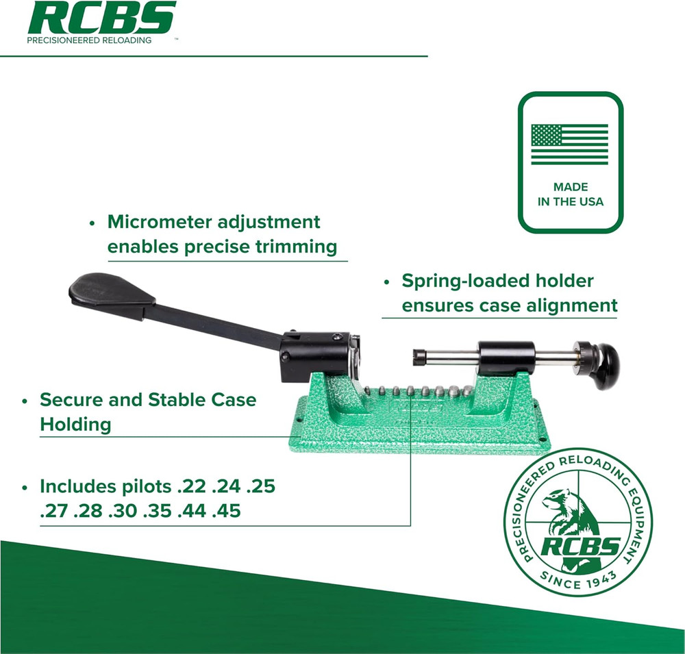 Trim Pro-2 Manual Case Trimmer Kit, Precision Trimming Kit for Reloading, Multi