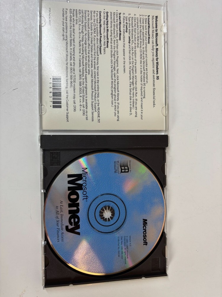 Microsoft Money Version 4.0 CD For Windows 95 Personal Finance Software W/ Key