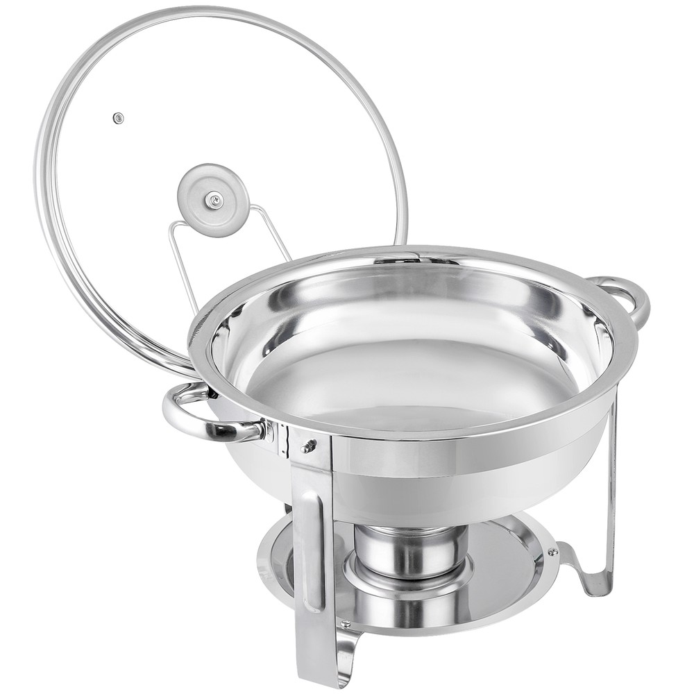 5 Quart 2Pack Full Size Chafing Dish Buffet Set Round Catering Warmer Set Silver