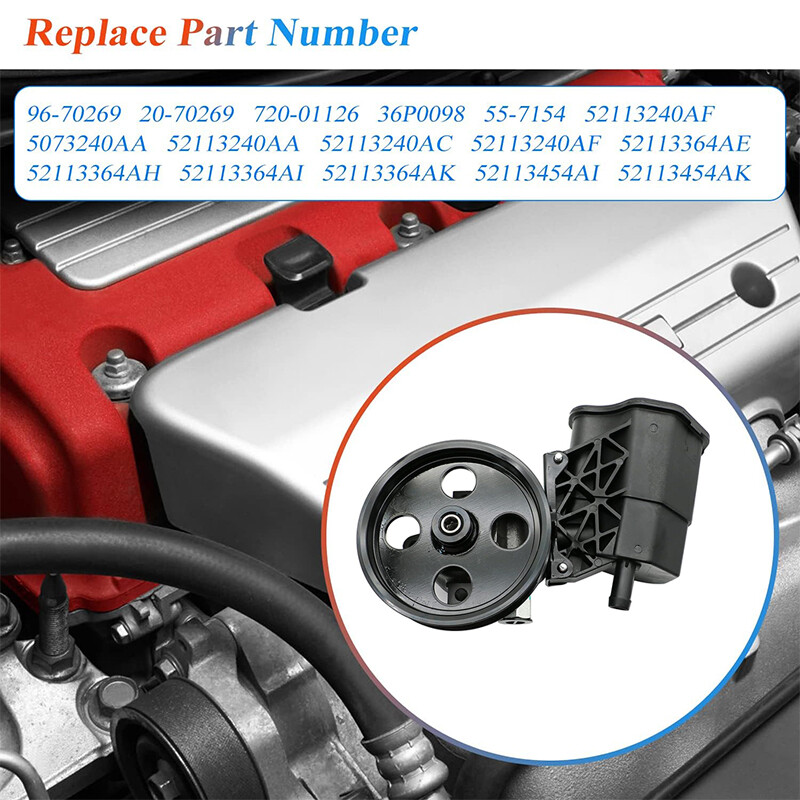 Power Steering Pump w/ Reservoir & Pulley for 02-07 Dodge Ram 1500 3.7/4.7/5.7L