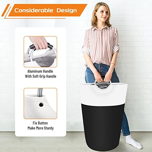 BlissTotes Laundry Basket, Hamper, Collapsible 90L, Black