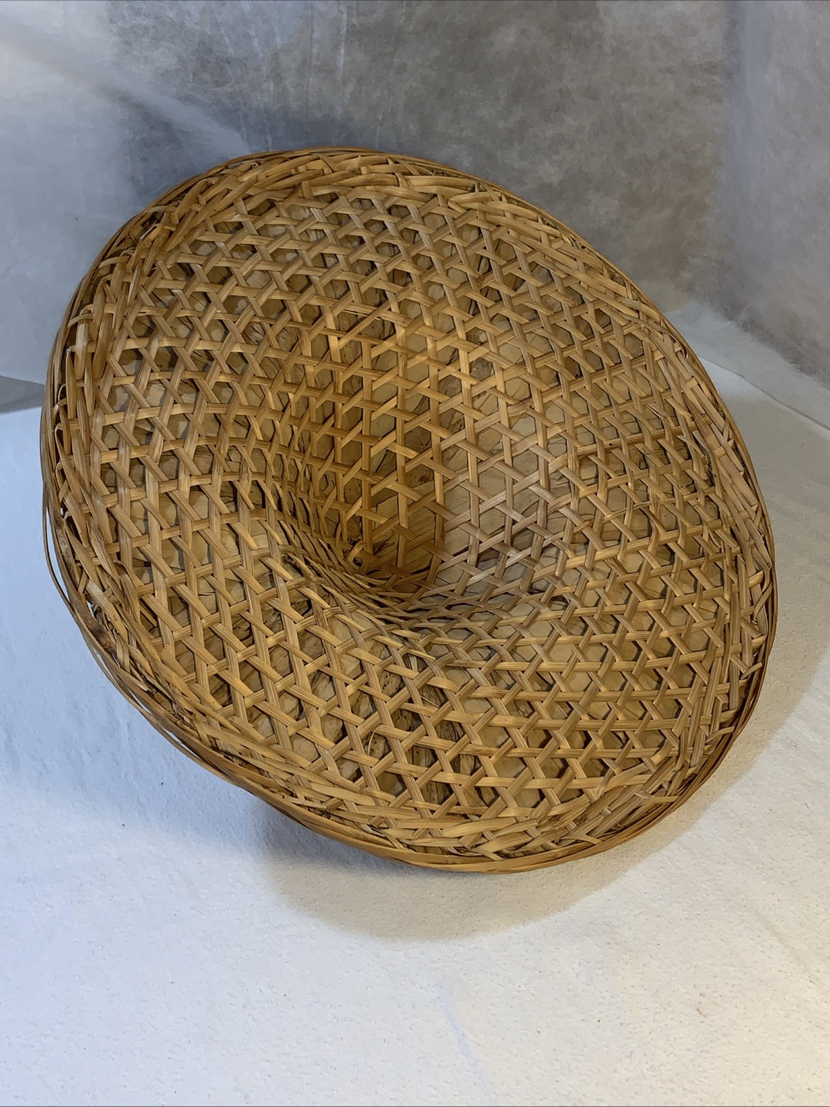 Conical Straw Hat Vtg Asian Chinese Handmade Sun Gardening Rice Coolie 18" Large