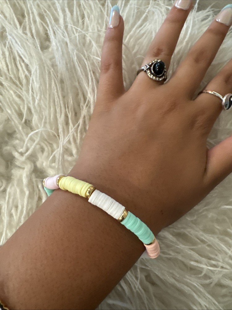 Cute Clay Bead Bracelet Handmade!