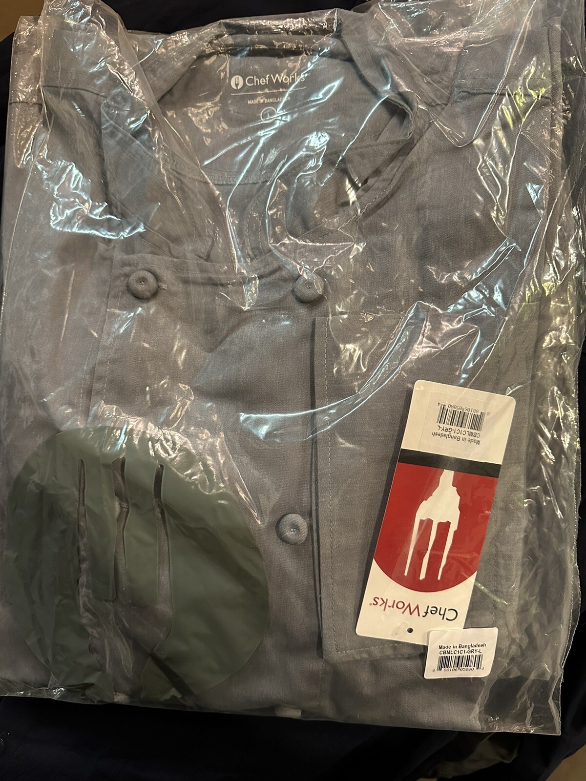 Chef Work Bistro Coat Gray Size Large New