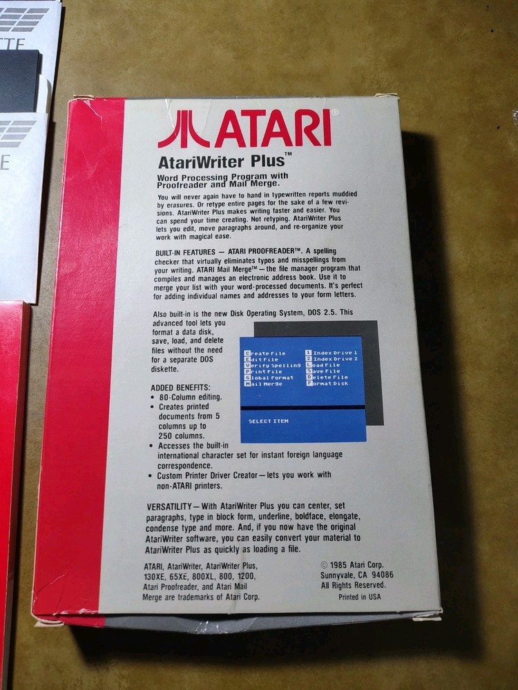 Atari WRITER PLUS 800/XL/XE Disk NEW Open Box