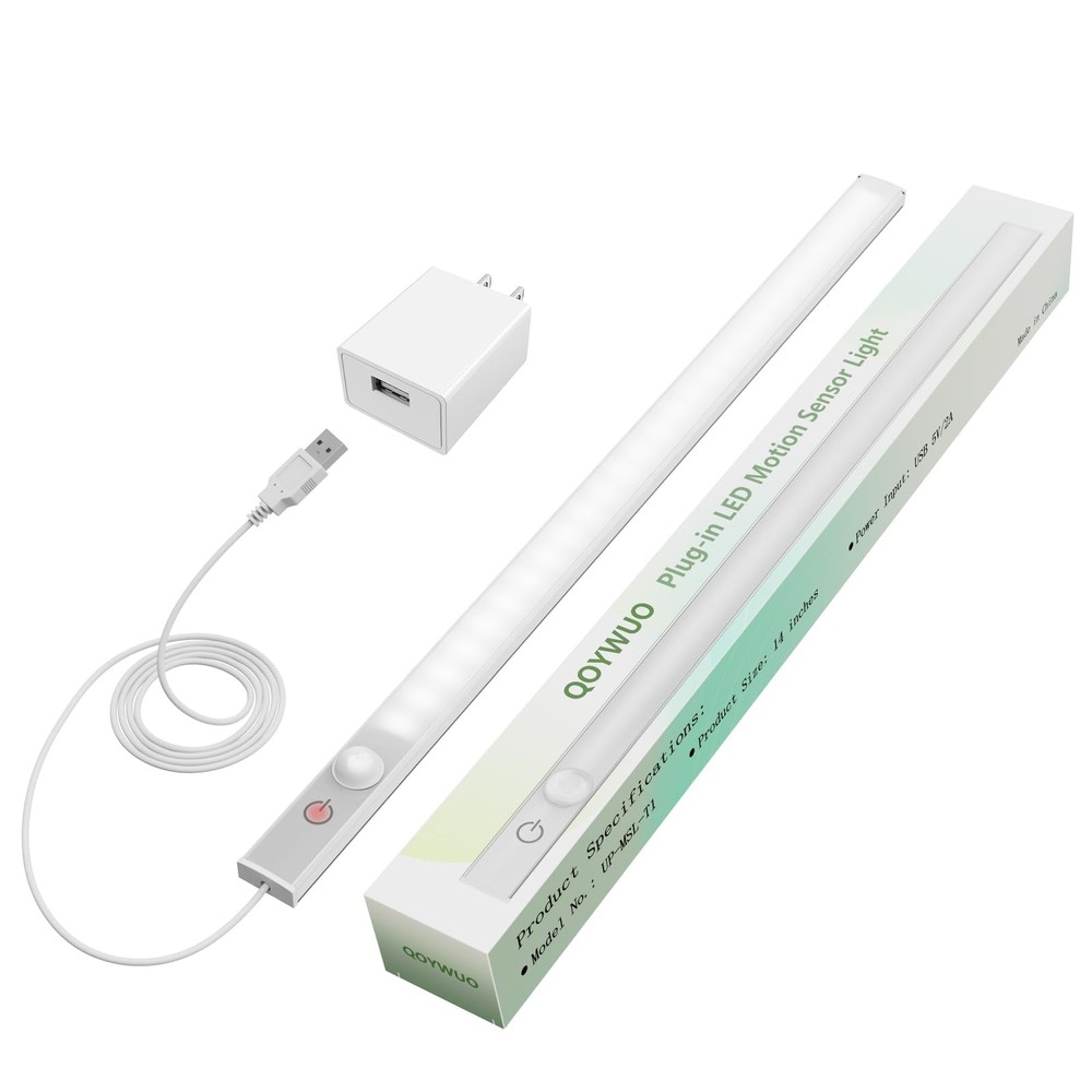 14" Slim USB Plug-in LED Motion Sensor Light Indoor, Bright & Dimmable Under ...