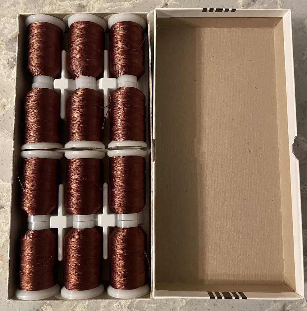 Belding Corticelli SILCORA Polyamide Machine Twist Thread ~ 12 Spools 1234 Rust