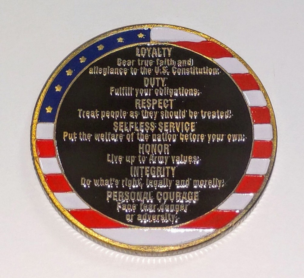 ARMY CORE VALUES HONOR - COMMITMENT - COURAGE #SK8935 COLORIZED ART ROUND