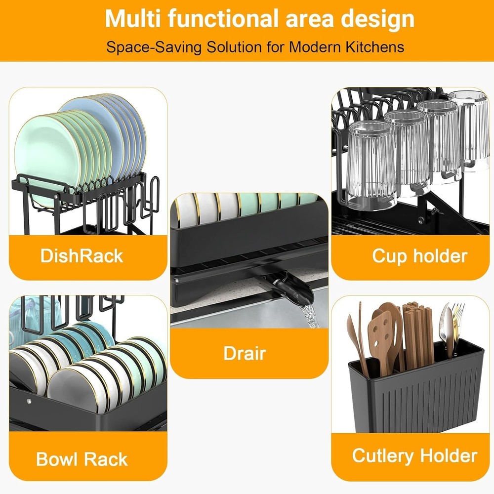 Large Dish Drying Rack,Dish Rack 2 Tier