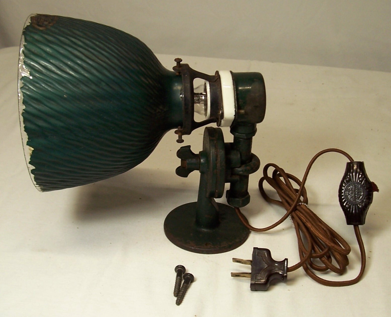 Antique Curtis X-ray Shade Light Fixture Vtg Cast Art Porcelain Chicago USA #G2