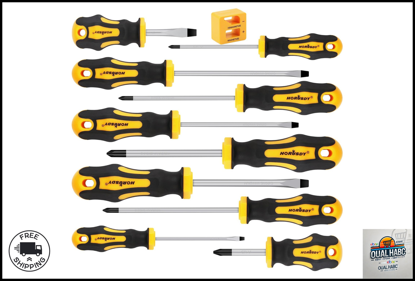 11-Pieces Magnetic Screwdriver Set 5 Phillips 5 Flat Head Tips Magnetizer Tool