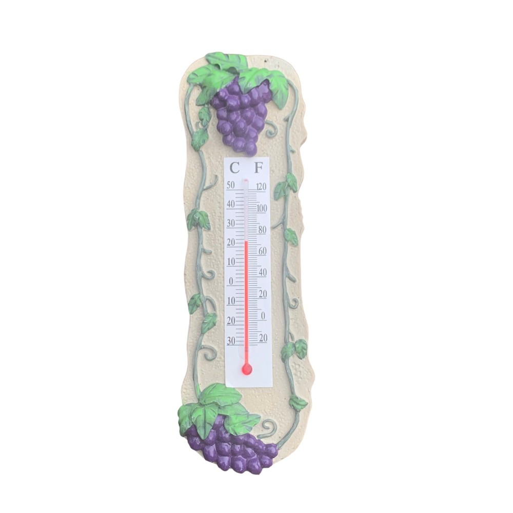Ceramic Grape & Vine Motif Wall Thermometer