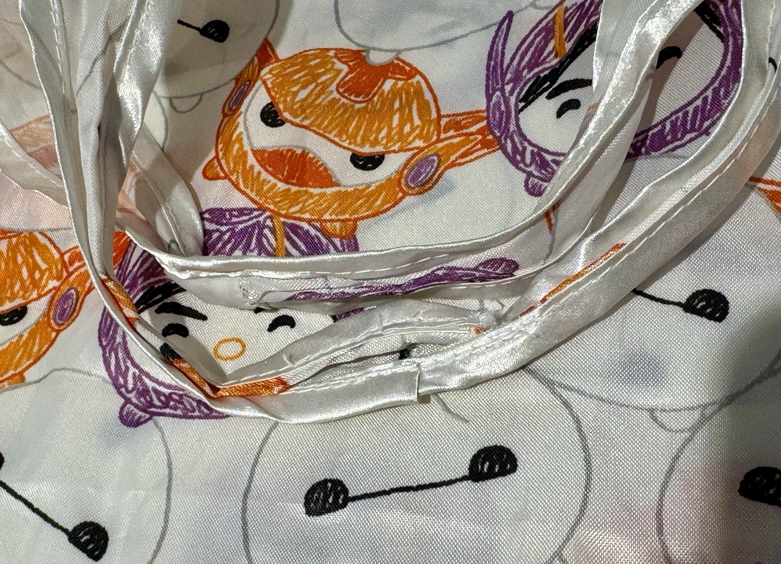 Disney Tsum Tsum Baymax Hiro Big Hero 6 Nylon Tote Bag Reusable All Over Print