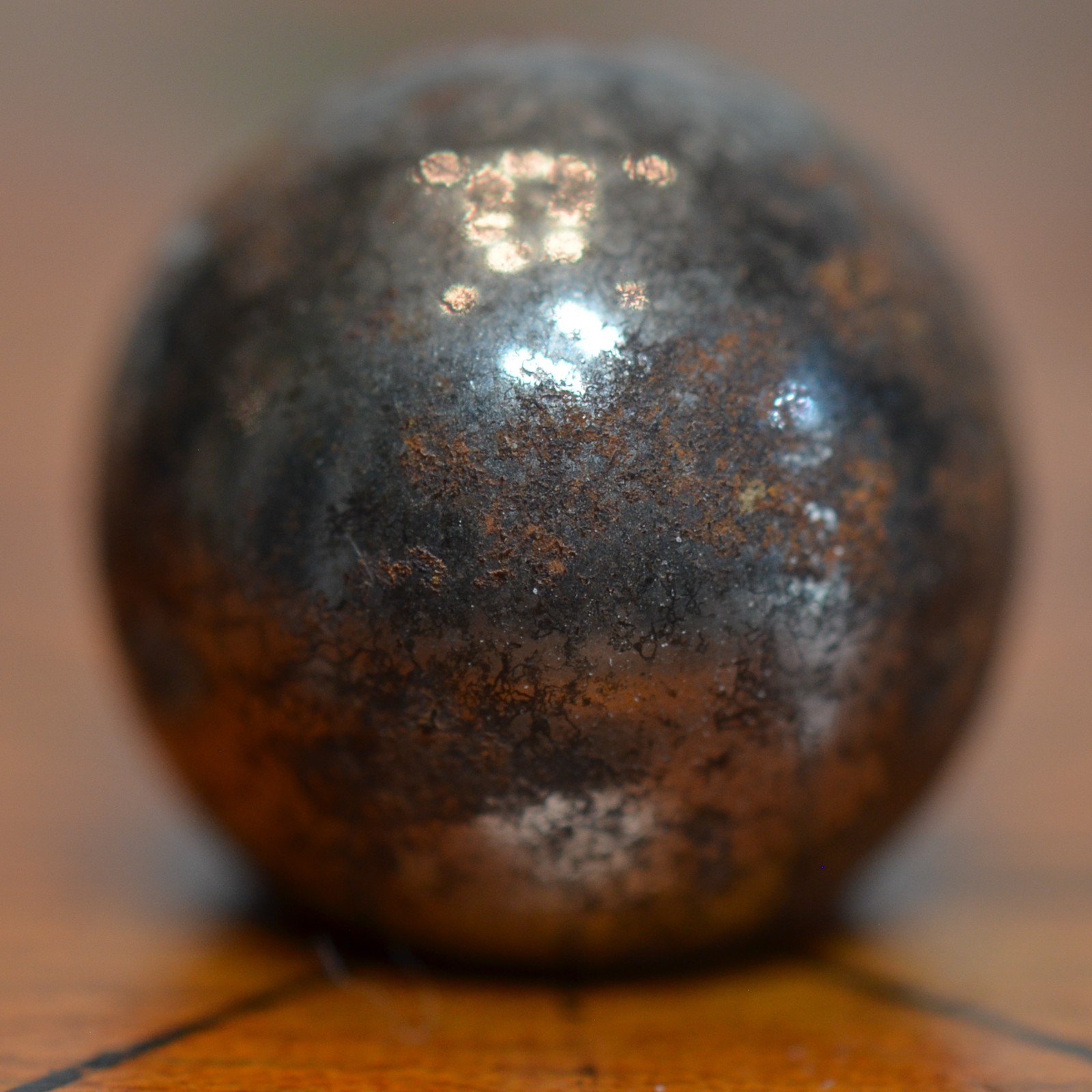 Handmade Hollow Steel or Steelie Marble, 0.65 in, Hard to Find Type, S1571