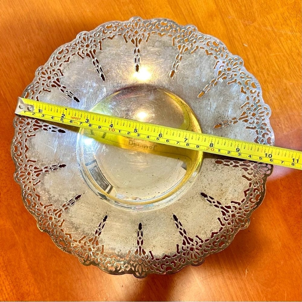 Vintage 30s 40s Benedict Silver Plated Compote Footed Serving Dish Arras 10"