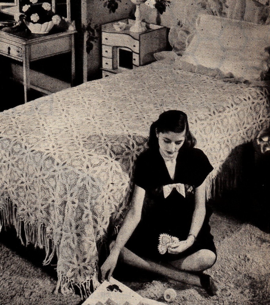 VINTAGE Popcorn Stitch Bedspread/Afghan/Crochet Pattern INSTRUCTIONS ONLY