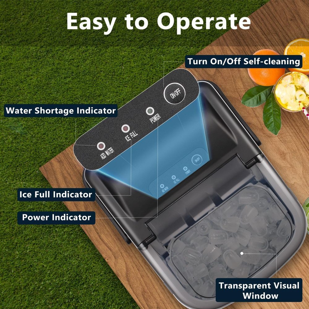 Countertop Ice Maker Machine, Portable Compact Small Bullet Ice Maker with Self