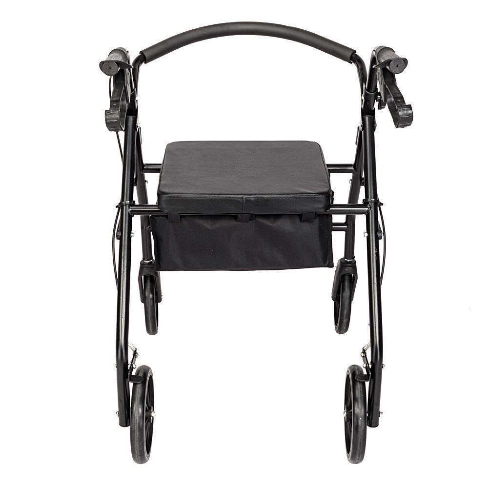 Adjustable Senior Rollator Walker W/ 8" Wheels Soft Padded Seat Folding Rolling