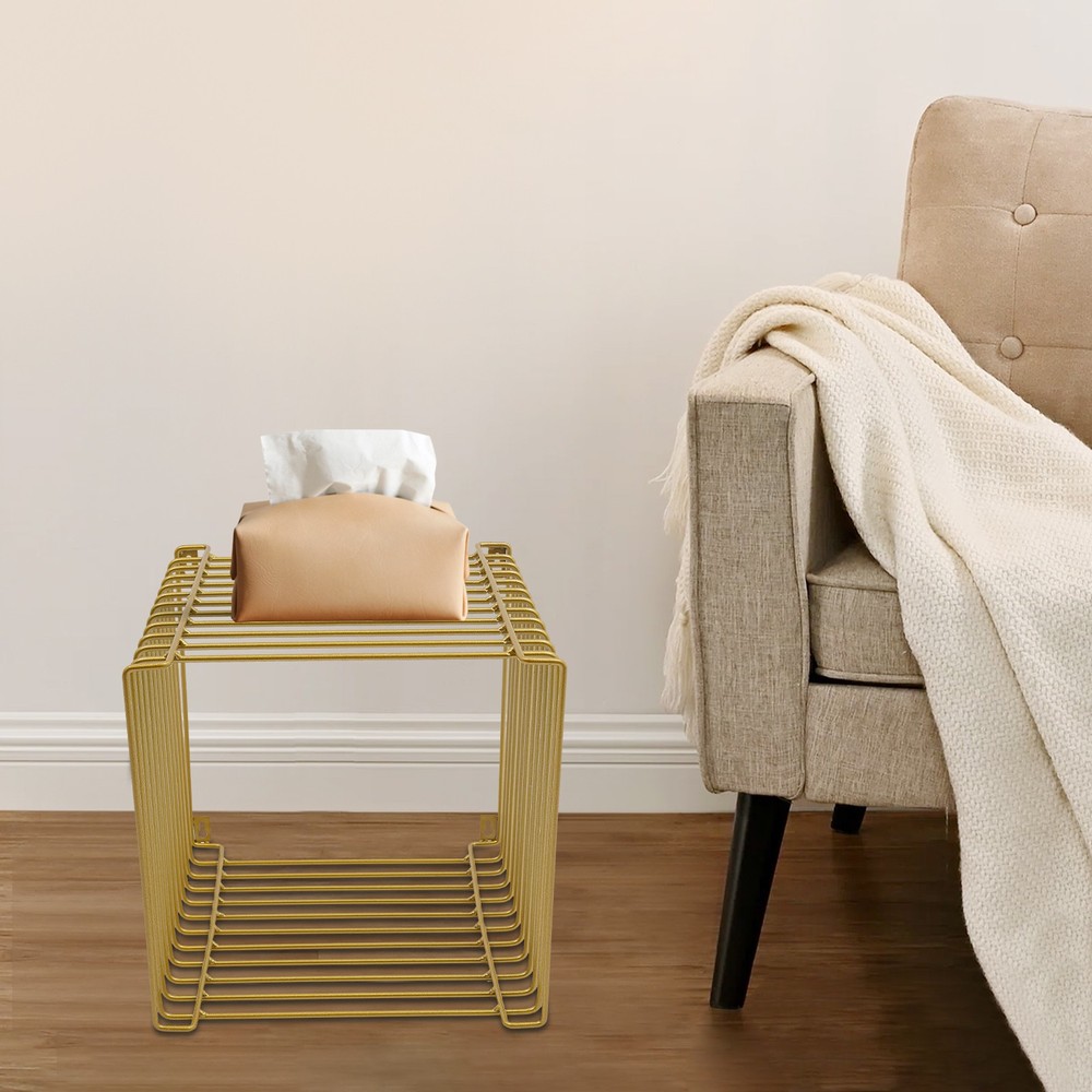 Side Table Square Geometry Side Table Linear Metal End Table 120kg/264.55lbs