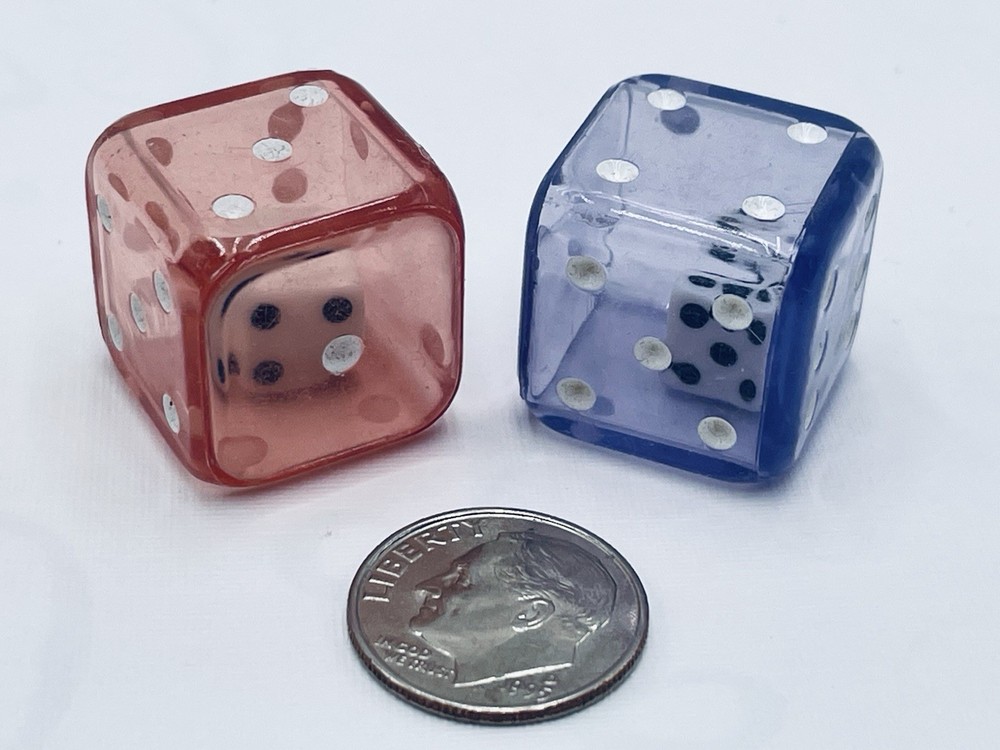 Vintage 🎲 Miniature Micro Mini Tiny 🎲 DICE Inside PINK PURPLE Clear DICE SET