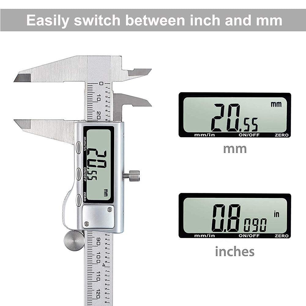 Stainless Steel Digital Micrometer Caliper - Inch/mm Conversion, LCD Display