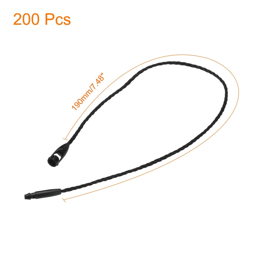 Polyester Rope Hang Tag String Snap Lock 190mm,1mm,200 Pcs,Black