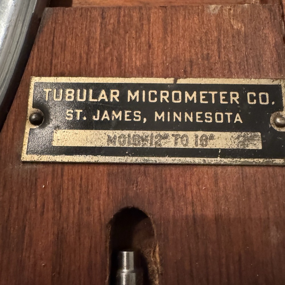 TUBULAR MICROMETER CO. Interchangeable Anvil 12-16” OUTSIDE MICROMETER Complete