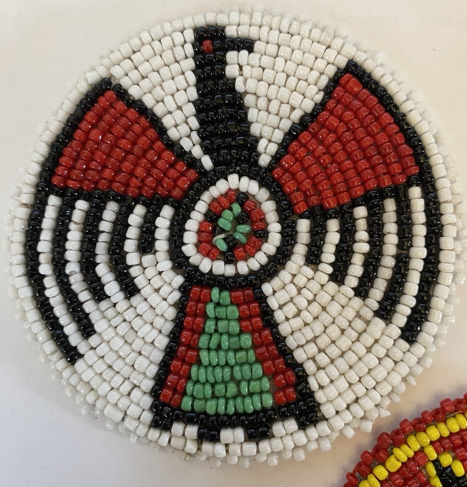3-New Beaded Native Style Rosette Craft Patch Non Native 3” Made in India