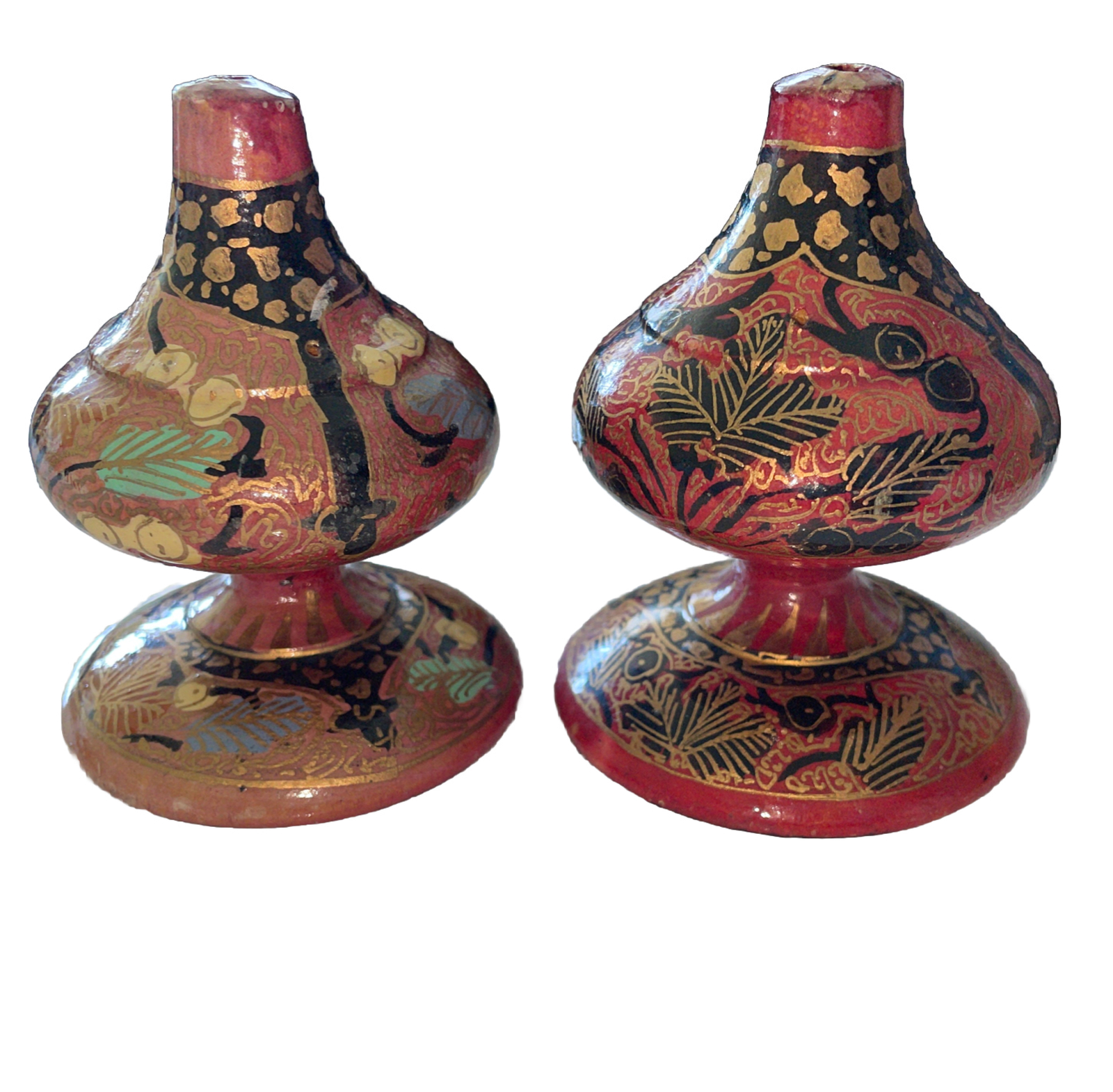 Set Of Vintage Paper Mache Incense Stick Holder 3.25" Hand Painted Lacquered