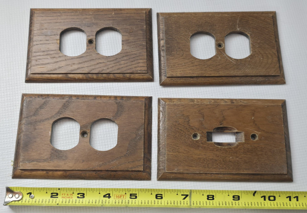 Antique Wooden Plates - Outlet Covers Rectangular Rustic Cabin 1 Switch 3 Outlet